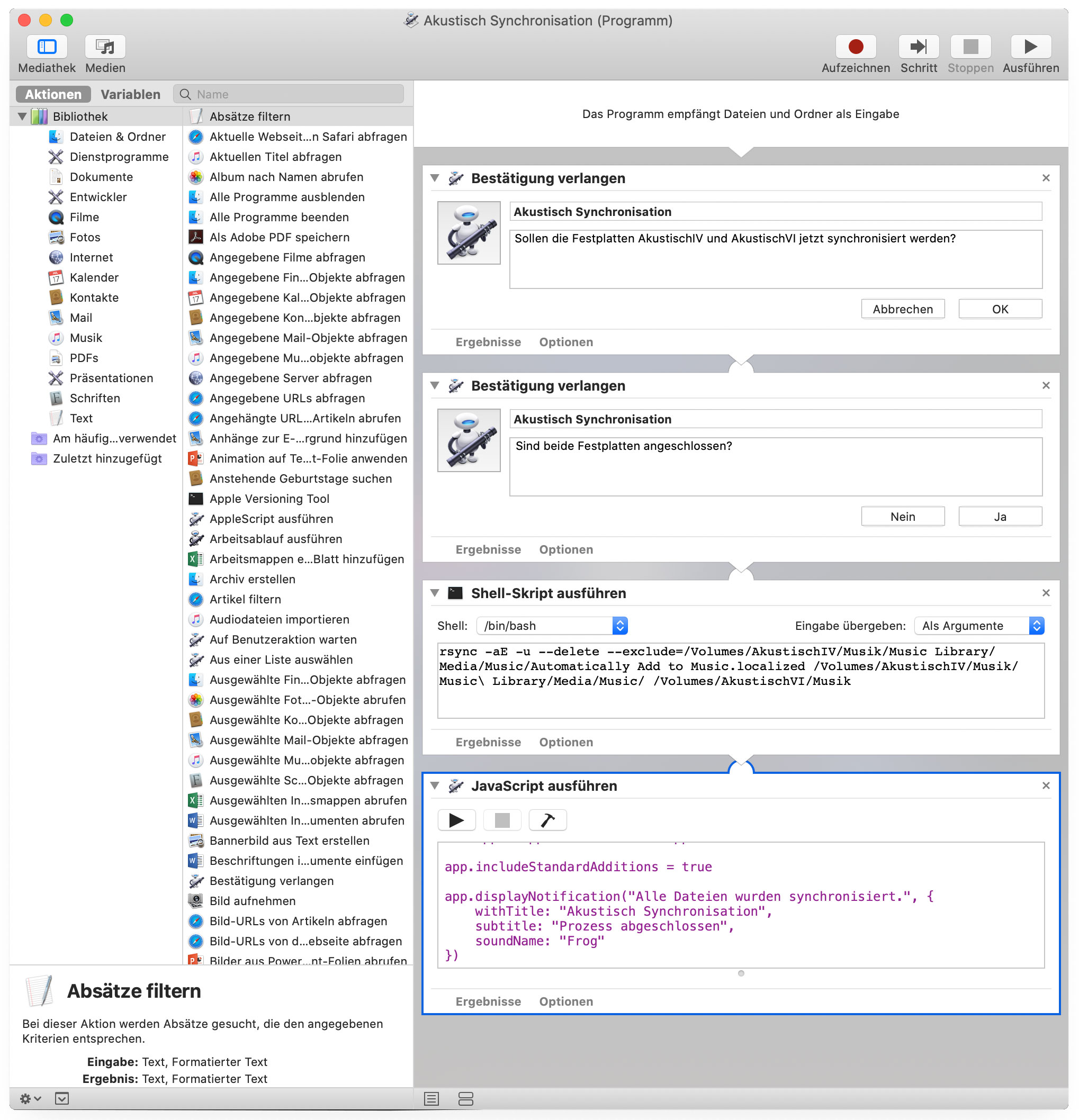 Apple Music - Alternative Synchronisierung Tutorial: Automator Beispiel